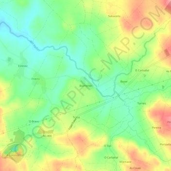 Topografische Karte Boimente, Höhe, Relief