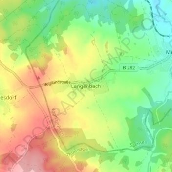Topografische Karte Langenbach, Höhe, Relief