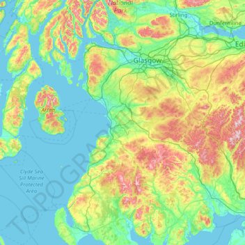 Topografische Karte Ayrshire, Höhe, Relief