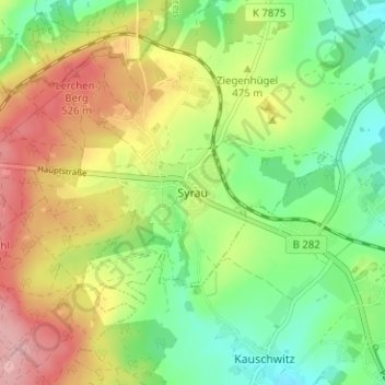 Topografische Karte Syrau, Höhe, Relief