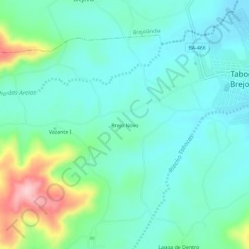 Topografische Karte Brejo Novo, Höhe, Relief