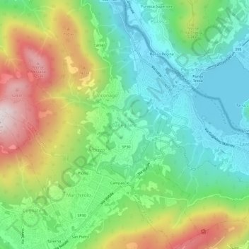 Topografische Karte Cadegliano, Höhe, Relief
