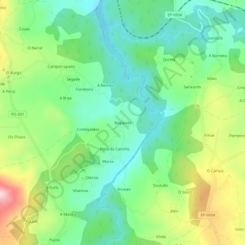 Topografische Karte Regalade, Höhe, Relief