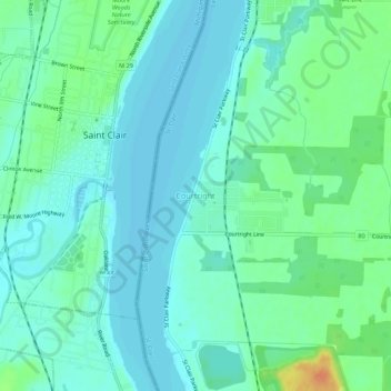 Topografische Karte Courtright, Höhe, Relief