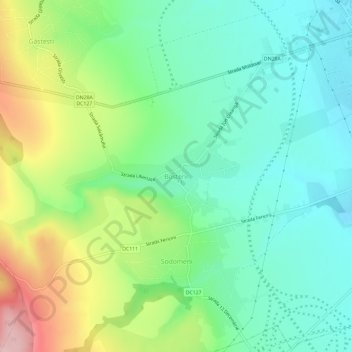 Topografische Karte Boșteni, Höhe, Relief
