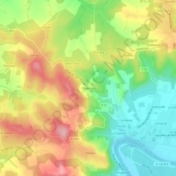 Topografische Karte L'Argentier, Höhe, Relief