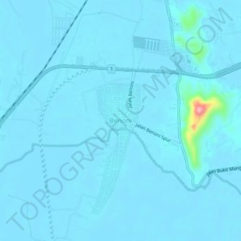 Topografische Karte Benoni, Höhe, Relief