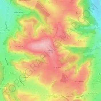Topografische Karte Eschers, Höhe, Relief