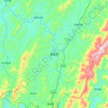 Topografische Karte 通道县, Höhe, Relief