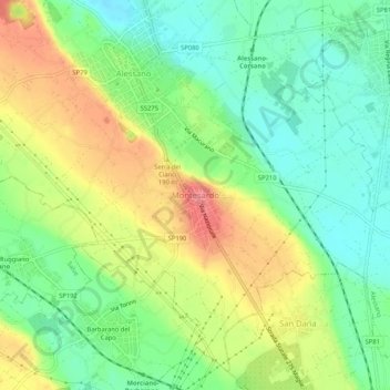 Topografische Karte Montesardo, Höhe, Relief
