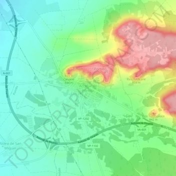 Topografische Karte Arrabal de Portillo, Höhe, Relief