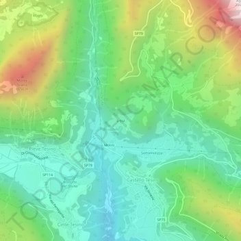 Topografische Karte Lissa, Höhe, Relief
