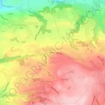 Topografische Karte Marlieu, Höhe, Relief