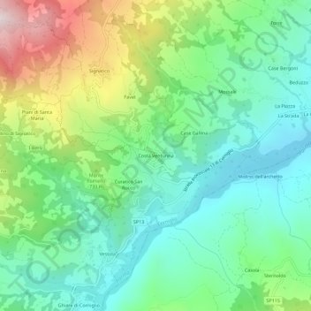 Topografische Karte Costa Venturina, Höhe, Relief