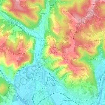 Topografische Karte La Mouthe, Höhe, Relief