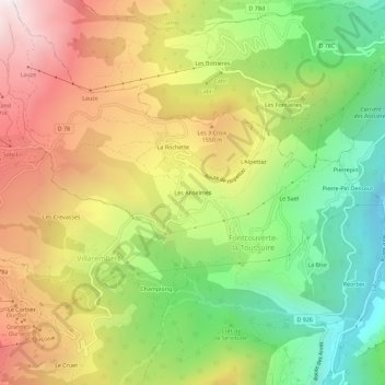 Topografische Karte Les Anselmes, Höhe, Relief