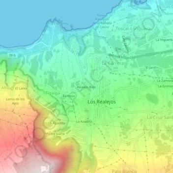 Topografische Karte Realejo Bajo, Höhe, Relief