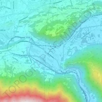 Topografische Karte Anzù, Höhe, Relief