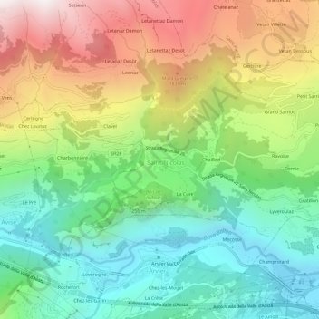 Topografische Karte Fossaz, Höhe, Relief