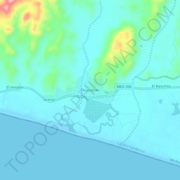 Topografische Karte Chucutitán, Höhe, Relief