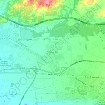 Topografische Karte Fuentesnuevas, Höhe, Relief