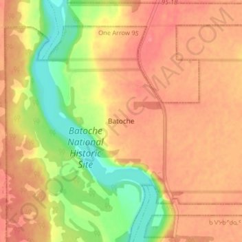 Topografische Karte Batoche, Höhe, Relief