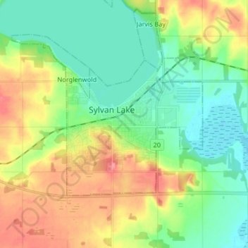 Topografische Karte Sylvan Lake, Höhe, Relief