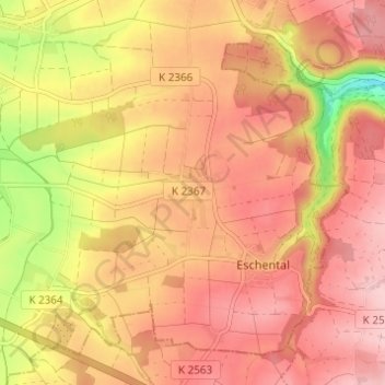Topografische Karte Goggenbach, Höhe, Relief