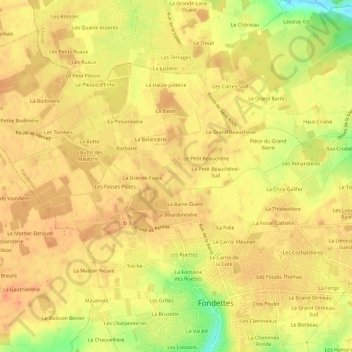 Topografische Karte La Brosse, Höhe, Relief