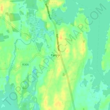 Topografische Karte Partry, Höhe, Relief