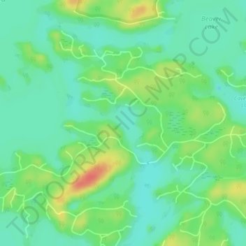Topografische Karte Catchacoma Narrows, Höhe, Relief