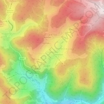 Topografische Karte Todtnauberg, Höhe, Relief