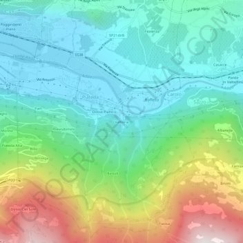 Topografische Karte Valbona, Höhe, Relief