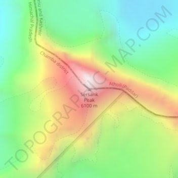 Topografische Karte Sersank Peak, Höhe, Relief