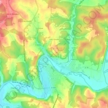 Topografische Karte Puy Fournier, Höhe, Relief