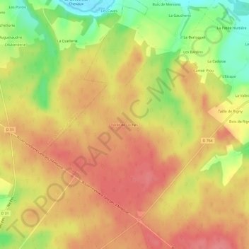 Topografische Karte Forêt de Loches, Höhe, Relief