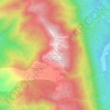 Topografische Karte Guadagnolo, Höhe, Relief