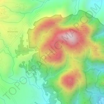 Topografische Karte Gunung Kekep, Höhe, Relief