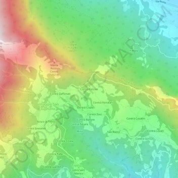Topografische Karte Contrà Falzoie, Höhe, Relief