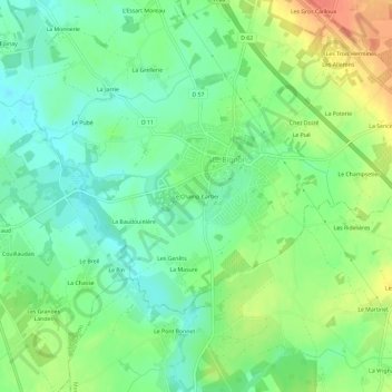 Topografische Karte Le Champ Cartier, Höhe, Relief