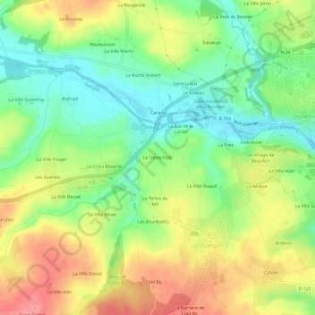 Topografische Karte Le Tertre Failli, Höhe, Relief