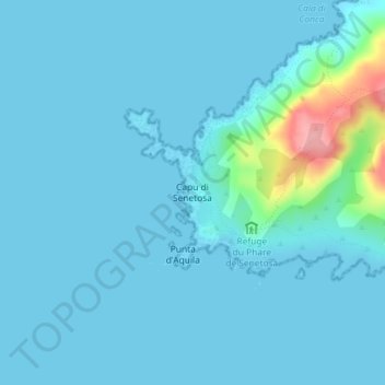 Topografische Karte Capu di Senetosa, Höhe, Relief