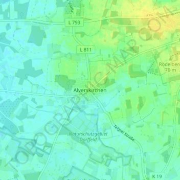 Topografische Karte Alverskirchen, Höhe, Relief