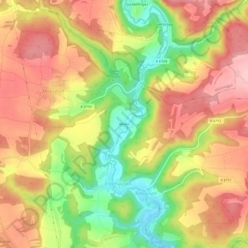 Topografische Karte Weiler, Höhe, Relief