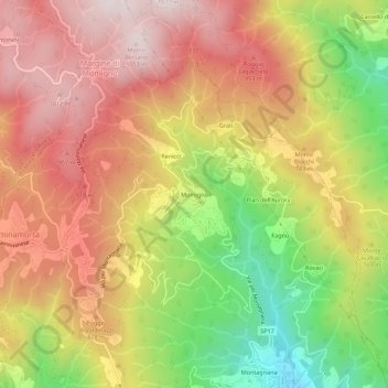 Topografische Karte Momigno, Höhe, Relief