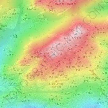 Topografische Karte Peña del Yelmo, Höhe, Relief