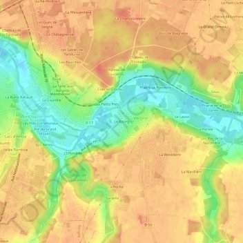 Topografische Karte Le Bourg, Höhe, Relief