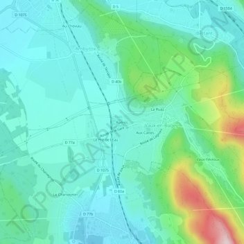Topografische Karte Ruères, Höhe, Relief