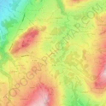 Topografische Karte Beule, Höhe, Relief