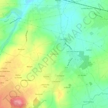 Topografische Karte Le Cruchet, Höhe, Relief